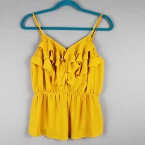 Sweet Rain Size S Ruffle Front Camisole Blouse Golden Yellow Going Out Top Indie